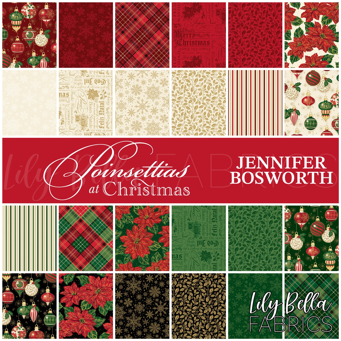 Poinsettias at Christmas Fabric Collection by Jennifer Bosworth for Riley Blake Designs at Lily Bella Fabrics