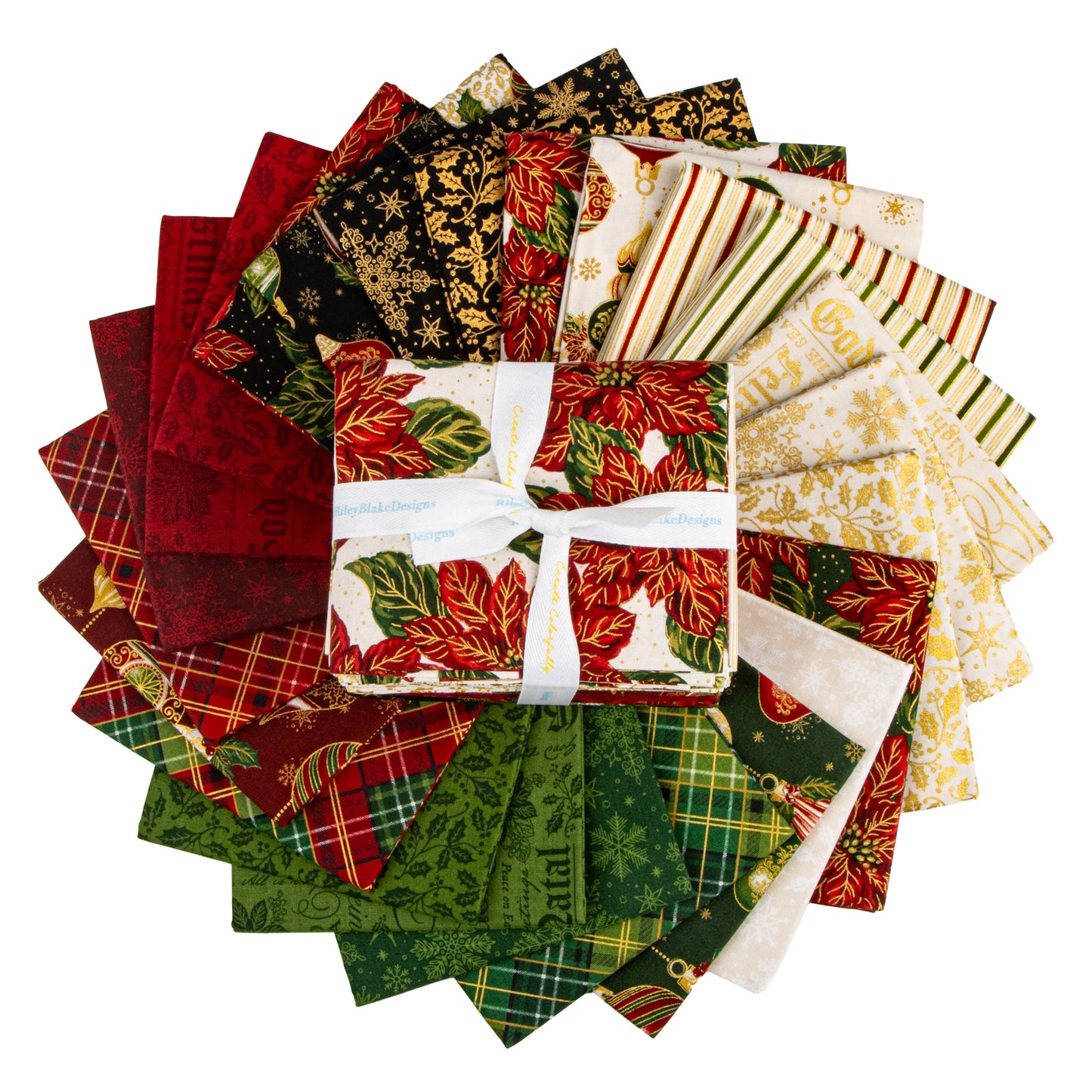 Poinsettias at Christmas Fat Quarter Bundle (24 pieces) by Jennifer Bosworth for Riley Blake Designs (FQ-17630-24)