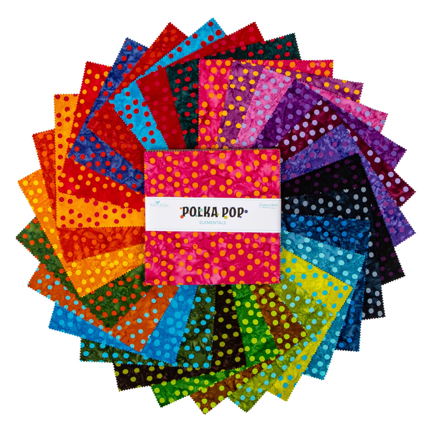 Polka Pop Elementals Expressions Batiks 10 Inch Stacker (42 pieces) by Riley Blake Designs (10-21401-42)