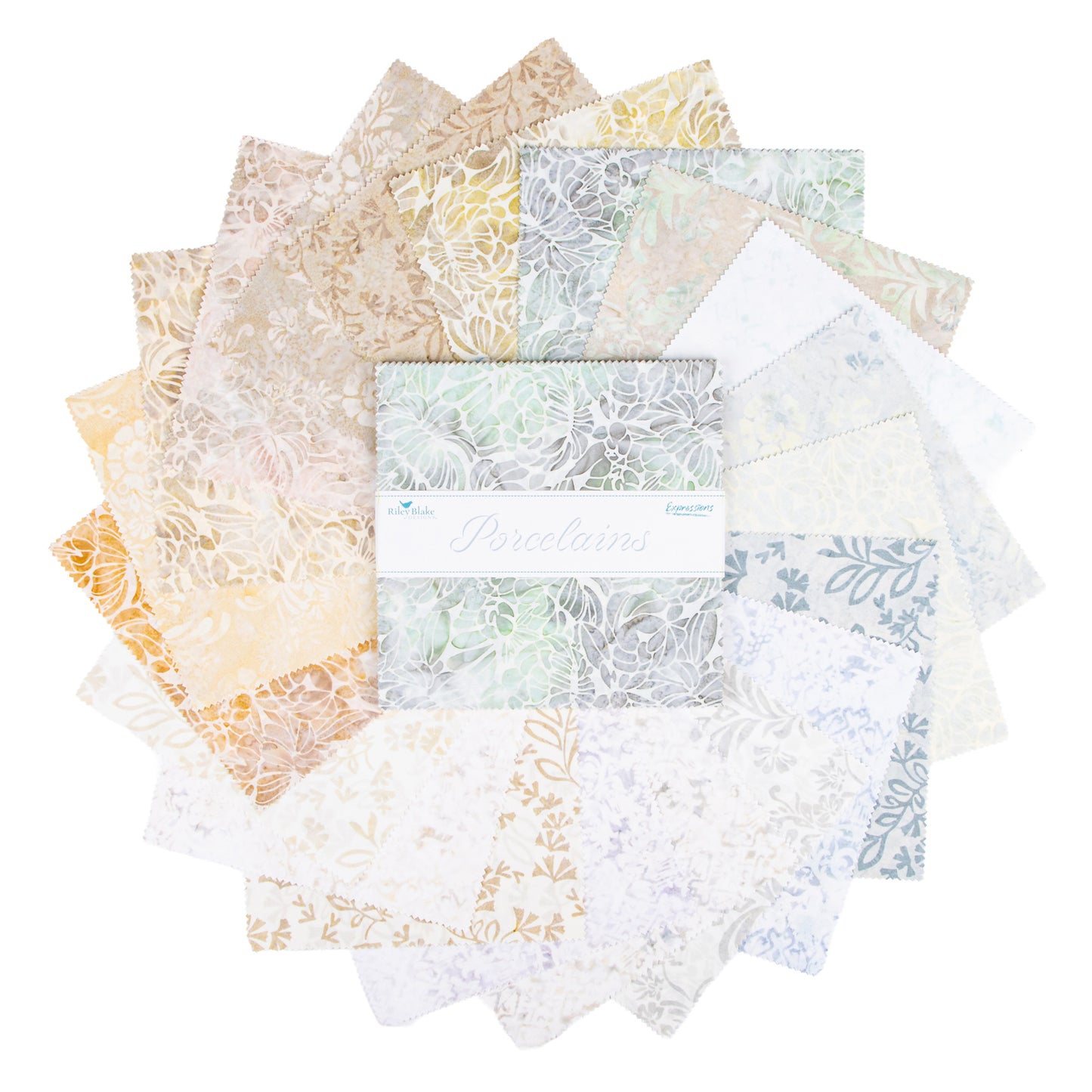 Porcelains Expressions Batiks 10 Inch Stacker (42 pieces) by  for Riley Blake Designs (10-23454-42)