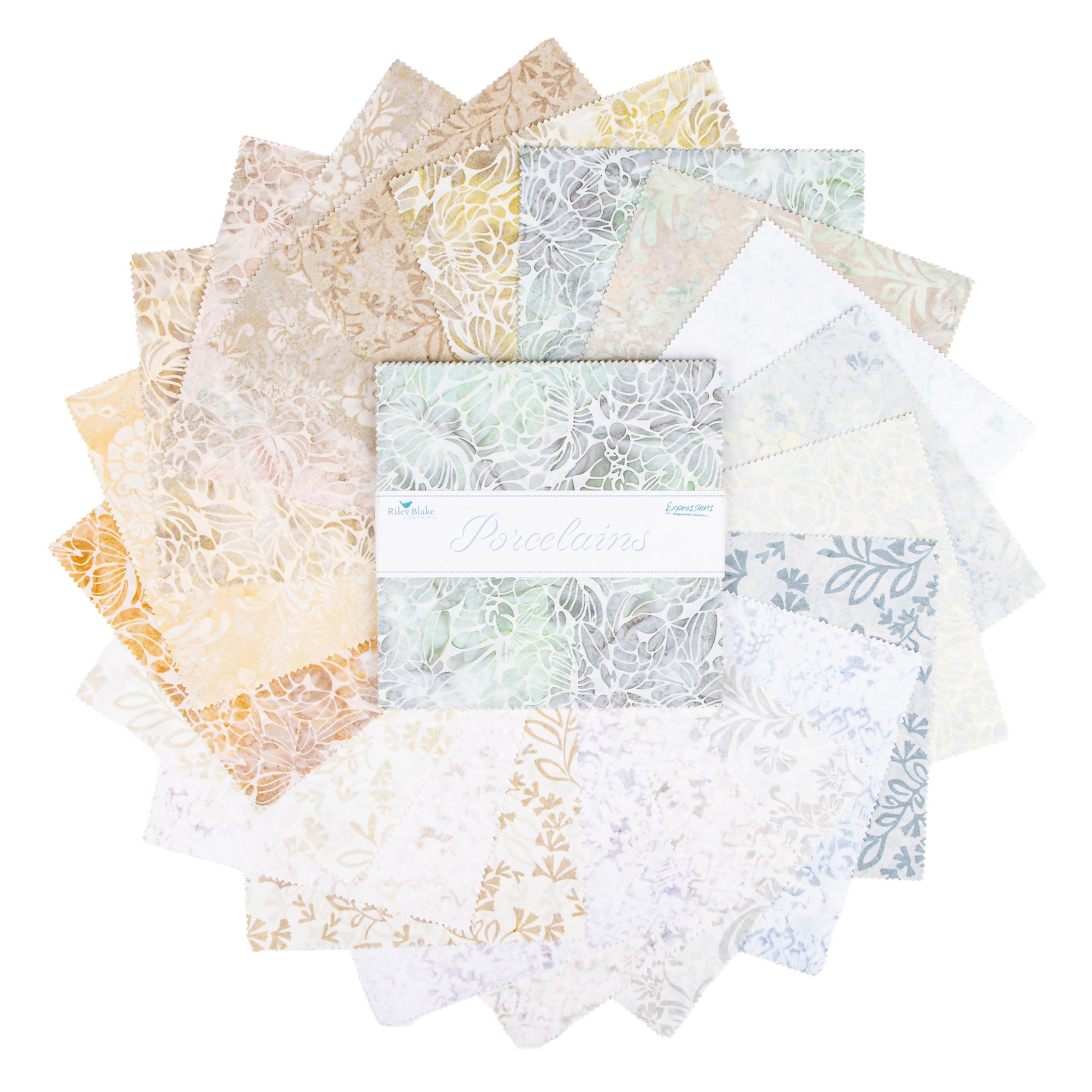 Porcelains Expressions Batiks 10 Inch Stacker (42 pieces) by  for Riley Blake Designs (10-23454-42)