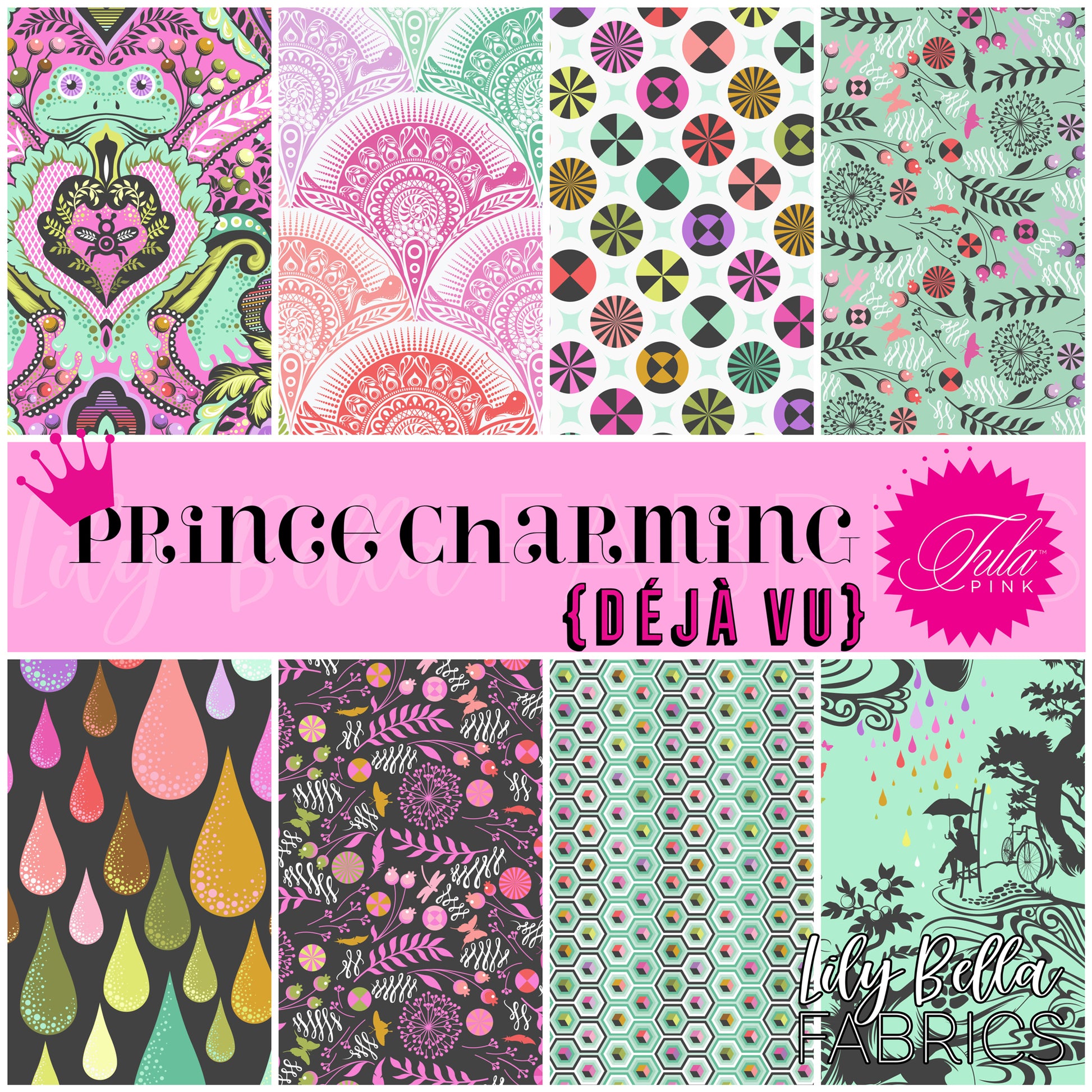Prince Charming Déjà Vu Fabric Collection by Tula Pink for FreeSpirit at Lily Bella Fabrics