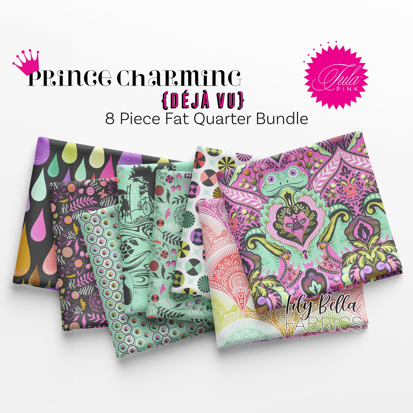 Prince Charming Déjà Vu Fat Quarter Bundle (8 pieces) by Tula Pink for FreeSpirit (TP.PRINCECHARMDV.8FQFQ)