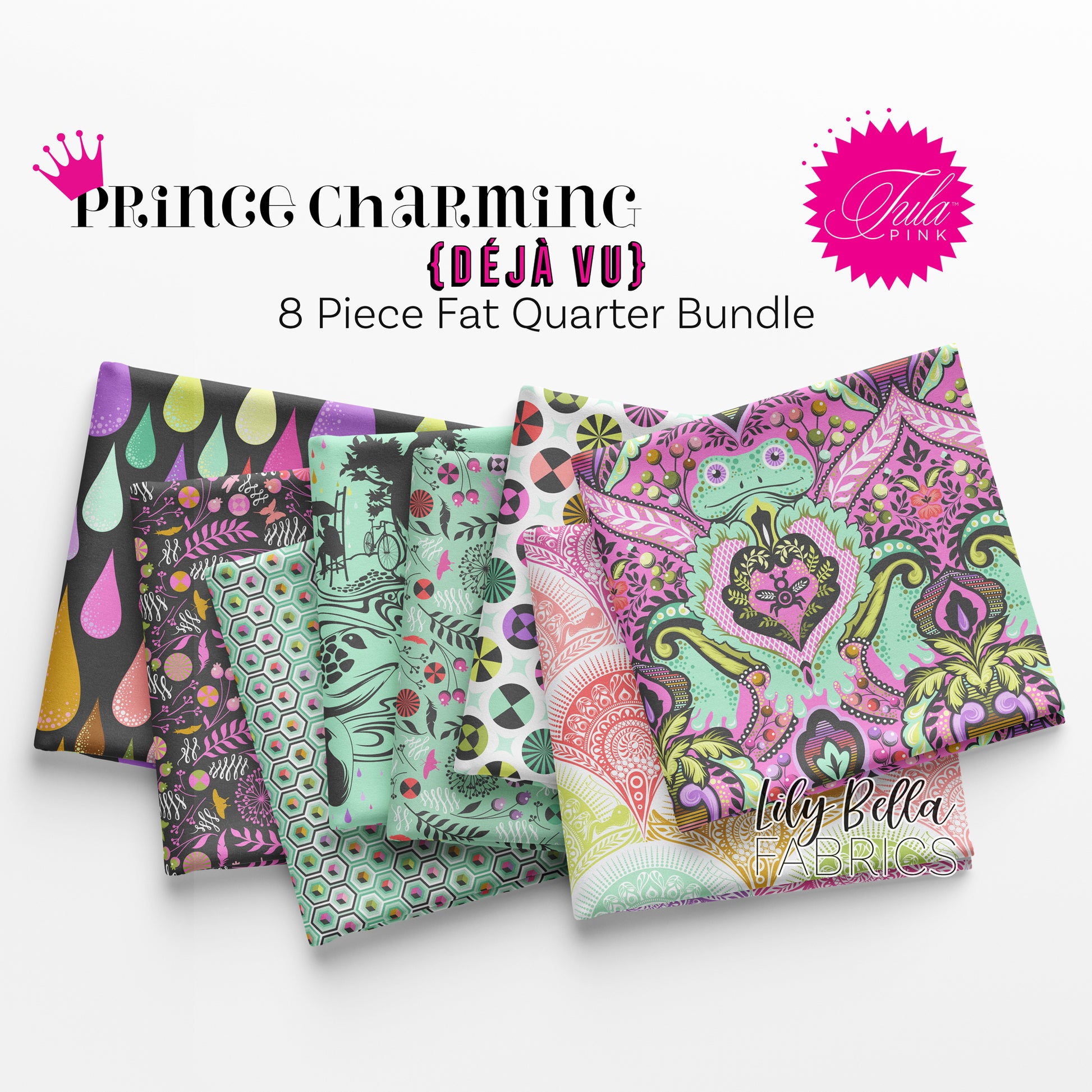 Prince Charming Déjà Vu Fat Quarter Bundle (8 pieces) by Tula Pink for FreeSpirit (TP.PRINCECHARMDV.8FQFQ)