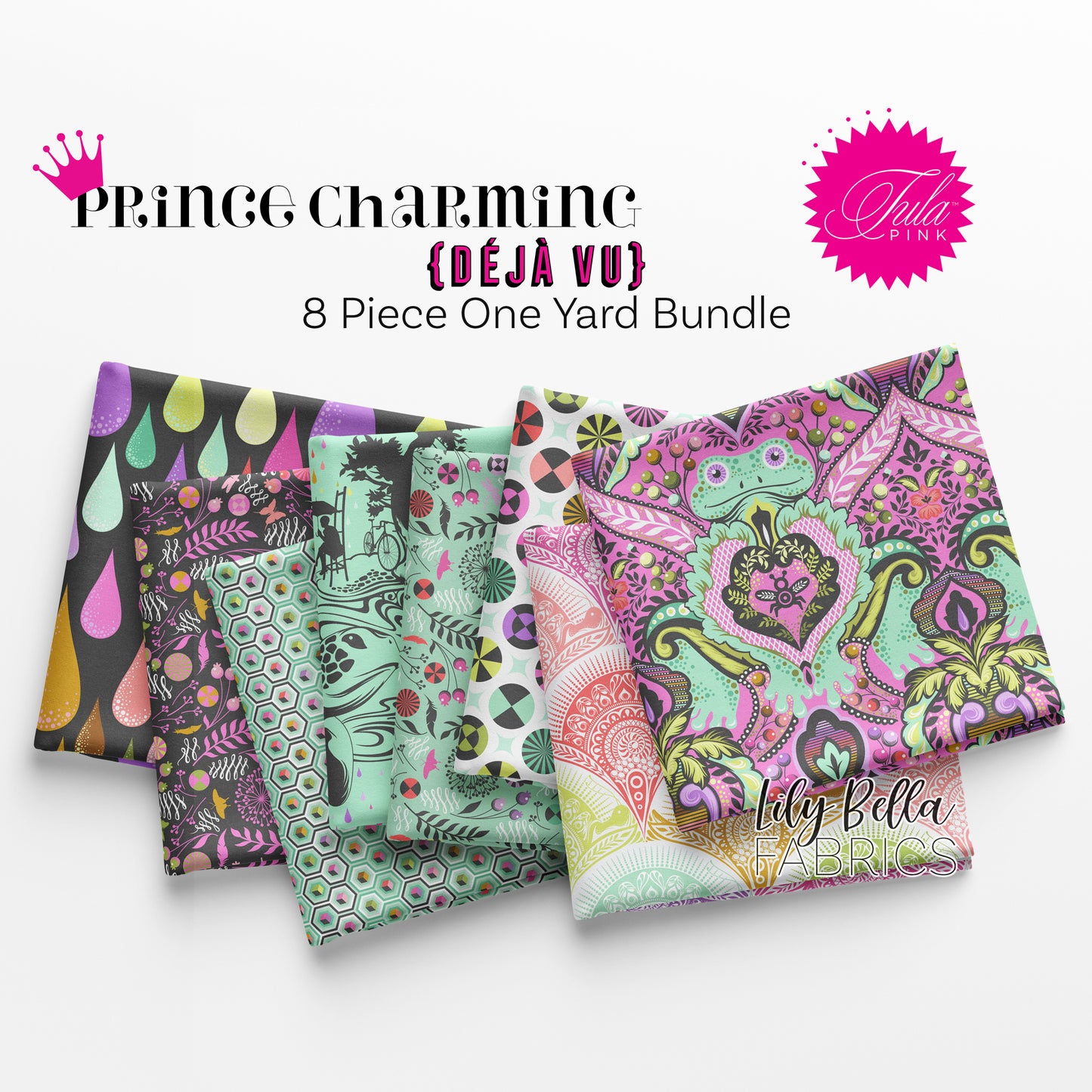 Prince Charming Déjà Vu One Yard Bundle (8 pieces) by Tula Pink for FreeSpirit (TP.PRINCECHARMDV.8Y)