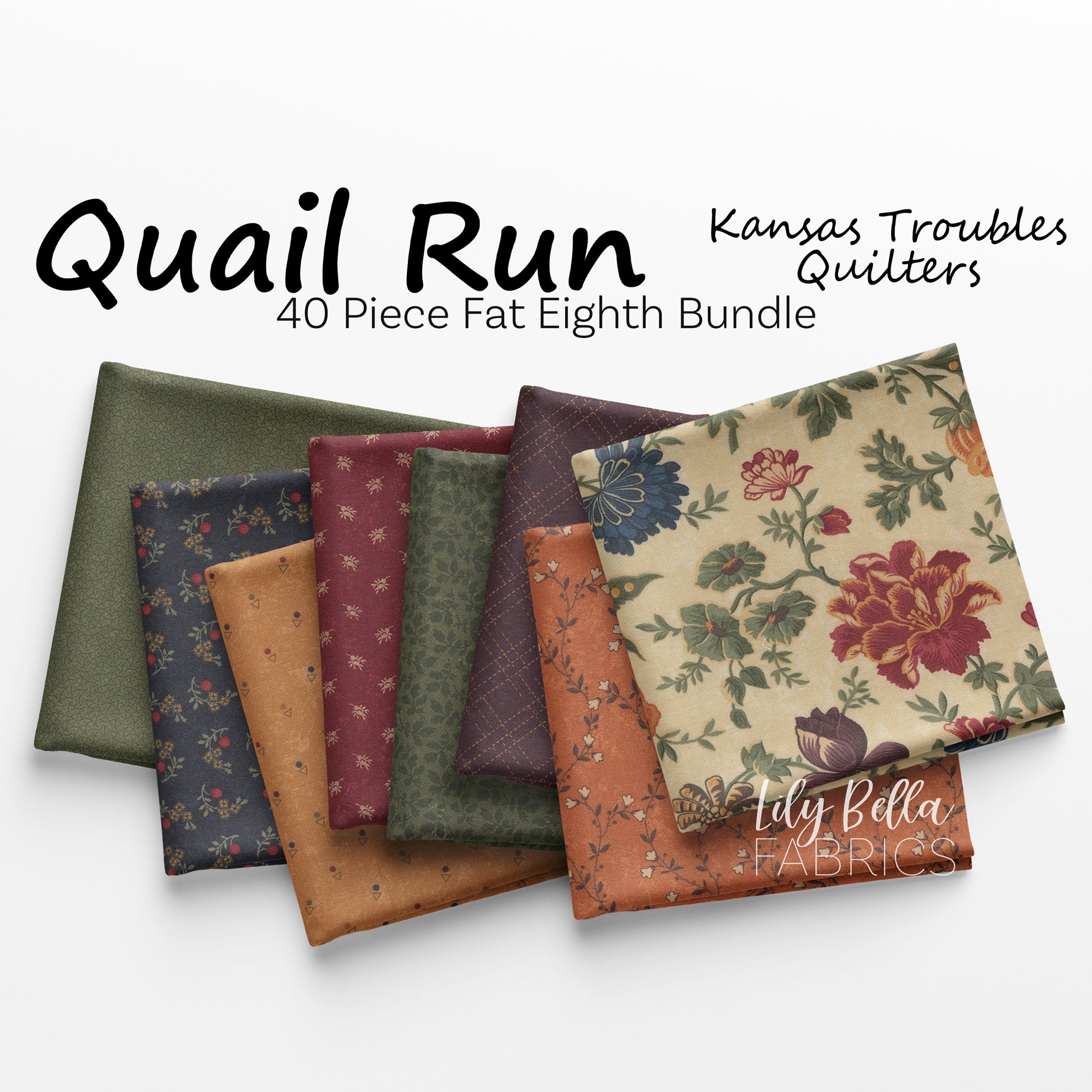Quail Run Fat Eighth Bundle (40 pieces) by Kansas Troubles Quilters for Moda (9830F8)