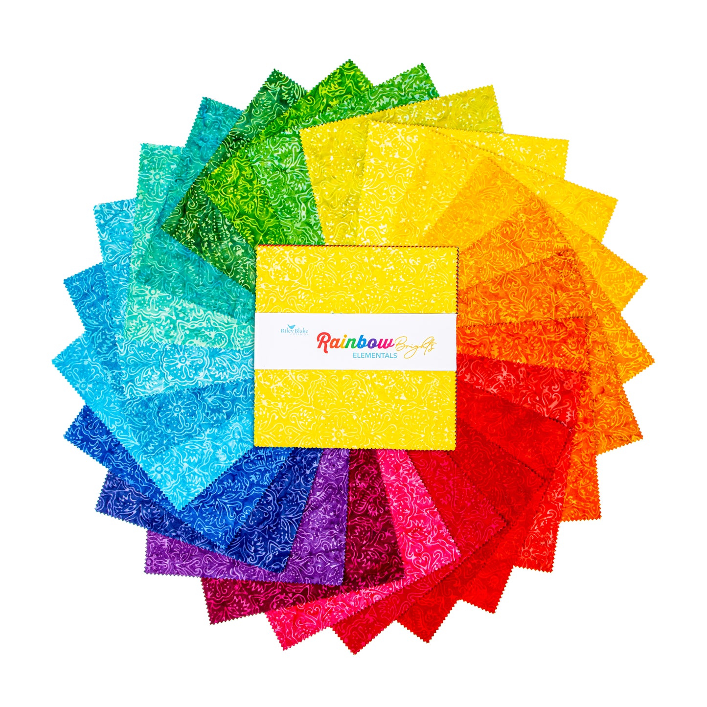Rainbow Brights Elementals Expressions Batiks 10 Inch Stacker (42 pieces) by  for Riley Blake Designs (10-21701-42)