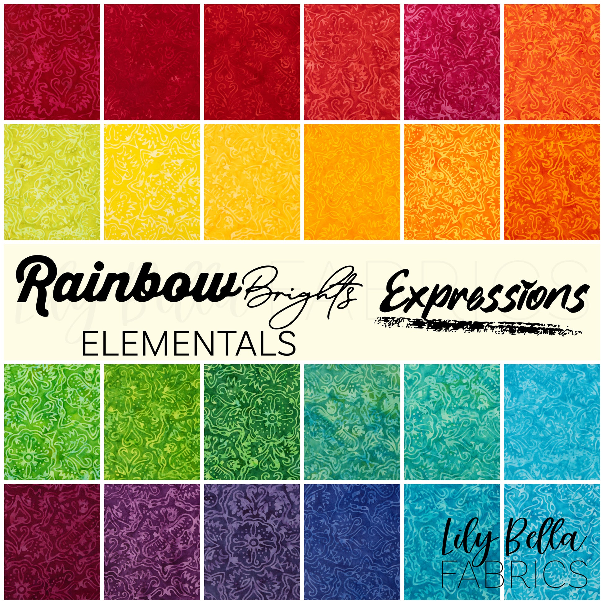 Rainbow Brights Elementals Expressions Batiks Fat Quarter Bundle (24 pieces) by  for Riley Blake Designs (FQ-21701-24)