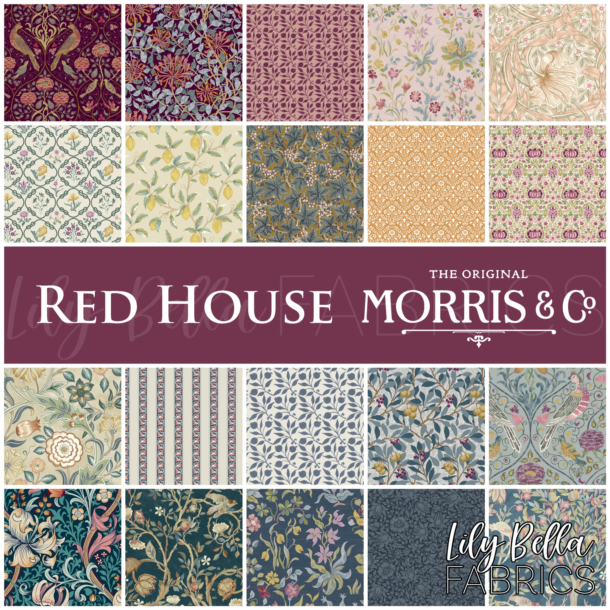 Red House Fabric Collection by The Original Morris and Co. for FreeSpirit Fabrics at Lily Bella Fabrics