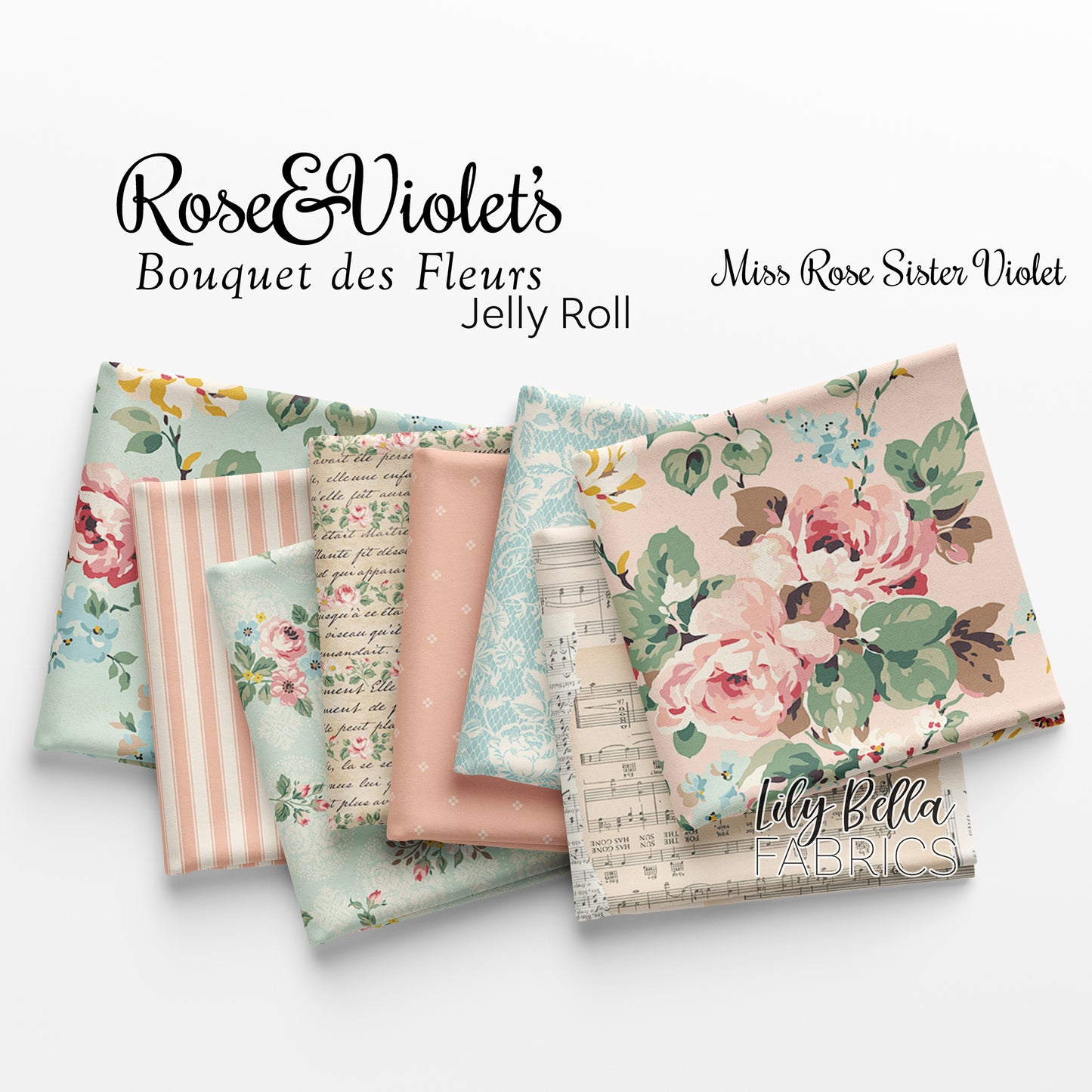 Rose and Violet's Bouquet des Fleurs Rolie Polie (40 pieces) by Miss Rose Sister Violet for Riley Blake Designs (RP-17290-40)