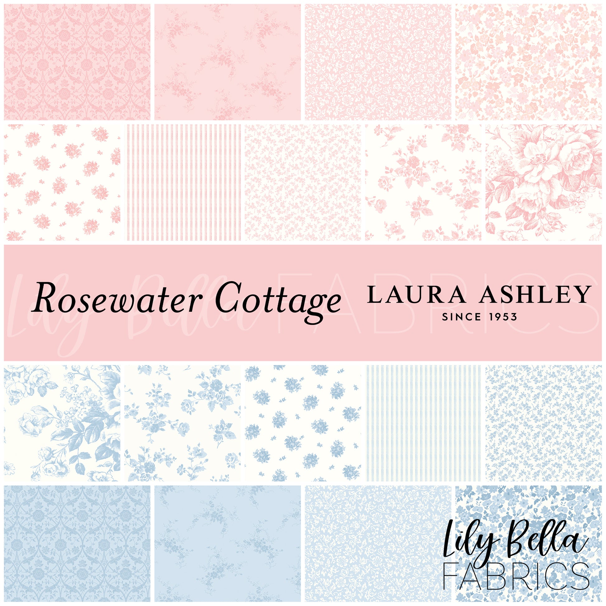 Rosewater Cottage Fabric Collection by Laura Ashley for Riley Blake Designs at Lily Bella Fabrics