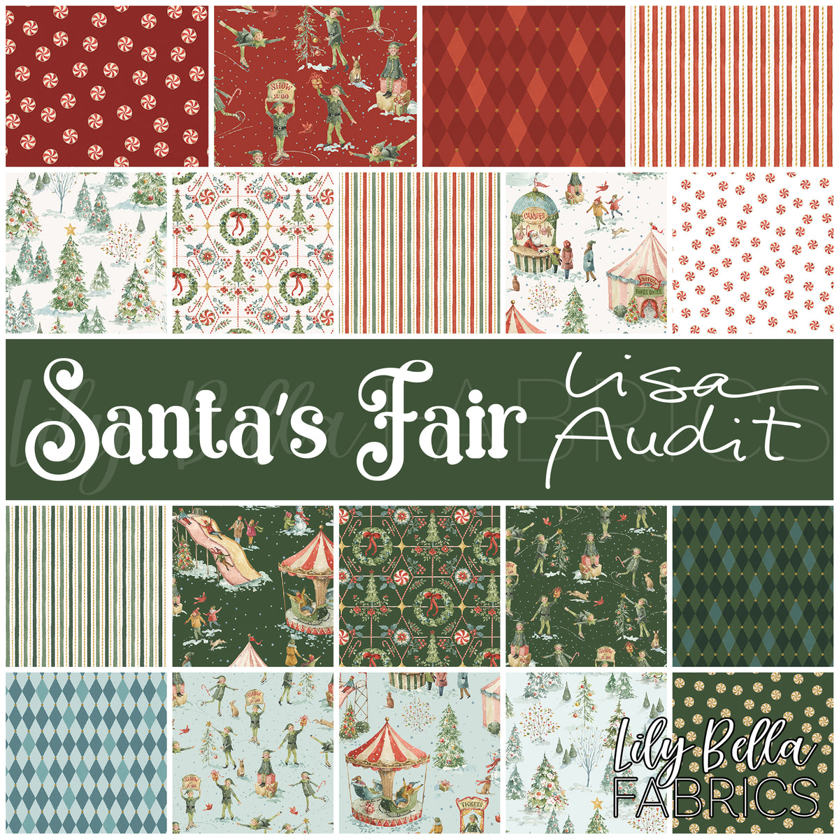 Santa's Fair Fabric Collection by Lisa Audit for Riley Blake Designs at Lily Bella Fabrics
