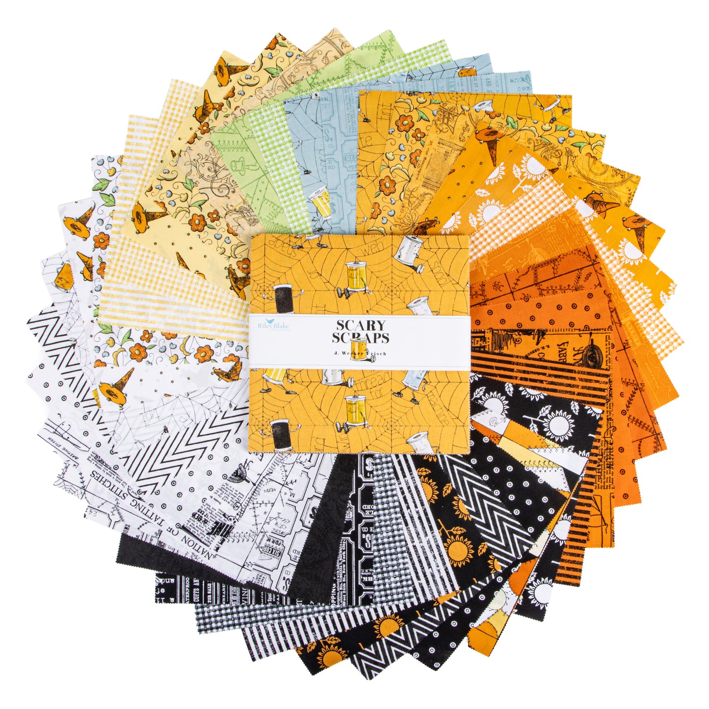 Scary Scraps 10 Inch Charm Pack (42 pieces) by J. Wecker Frisch for Riley Blake Designs (10-17600-42)