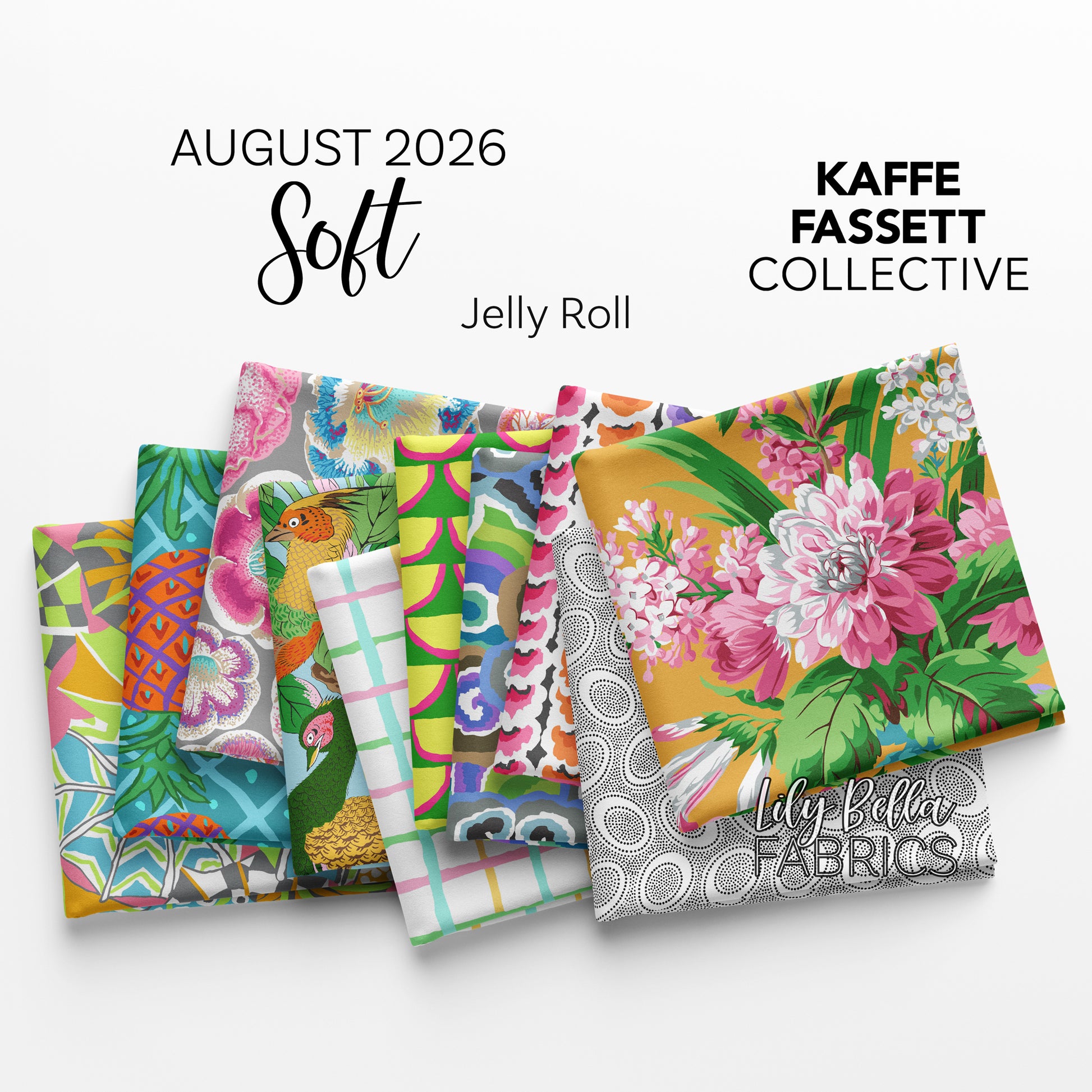 Soft - August 2026 Design Roll (40 pieces) by Kaffe Fassett Collective for FreeSpirit (FB4DRGP.AUG26SOFT)