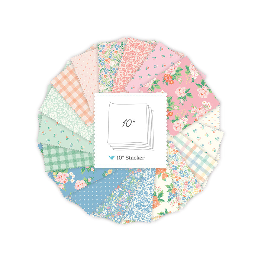 Spring Meadows 10 Inch Stacker (42 pieces) by My Mind's Eye for Riley Blake Designs (10-18830-42)