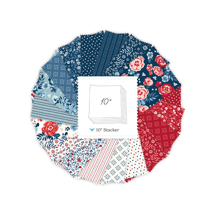 Star-Spangled Garden 10 Inch Stacker (42 pieces) by My Mind's Eye for Riley Blake Designs (10-18840-42)