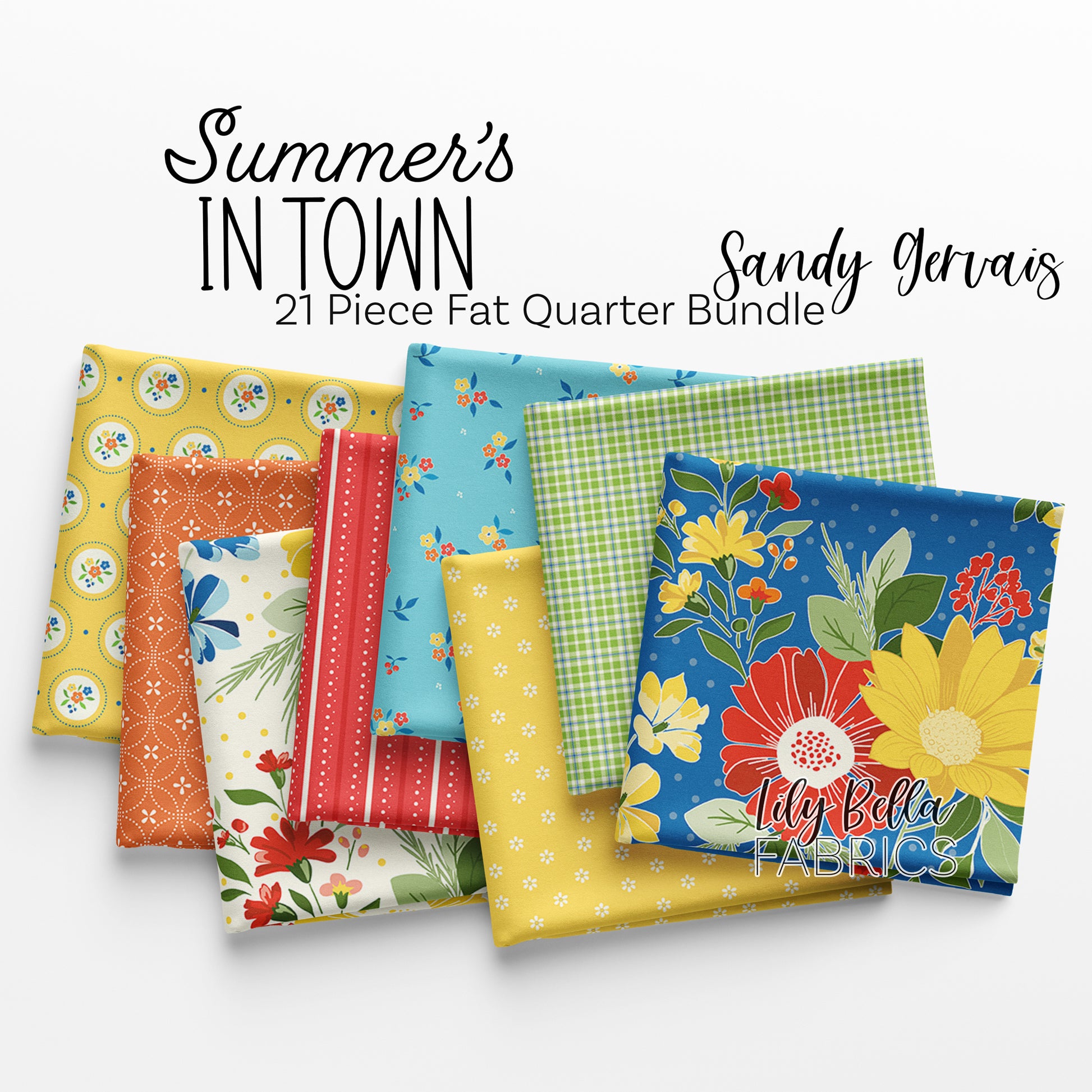 Summer's in Town Fat Quarter Bundle (21 pieces) by Sandy Gervais for Riley Blake Designs (FQ-17530-21)