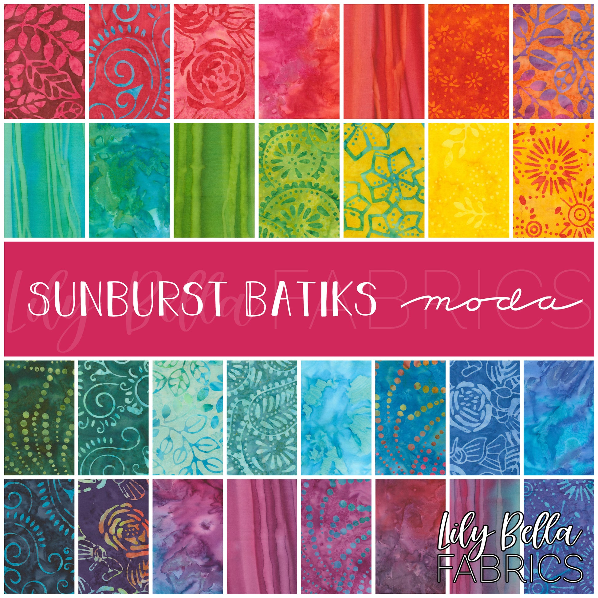 Sunburst Batiks Fabric Collection by Moda at Lily Bella Fabrics