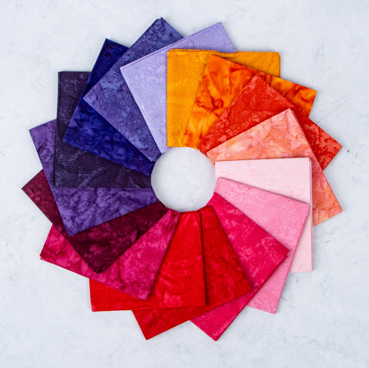 Sunset Sorbet Expressions Batiks Hand-Dyes Fat Quarter Bundle (16 pieces) by Riley Blake Designs (FQ-21003-16)