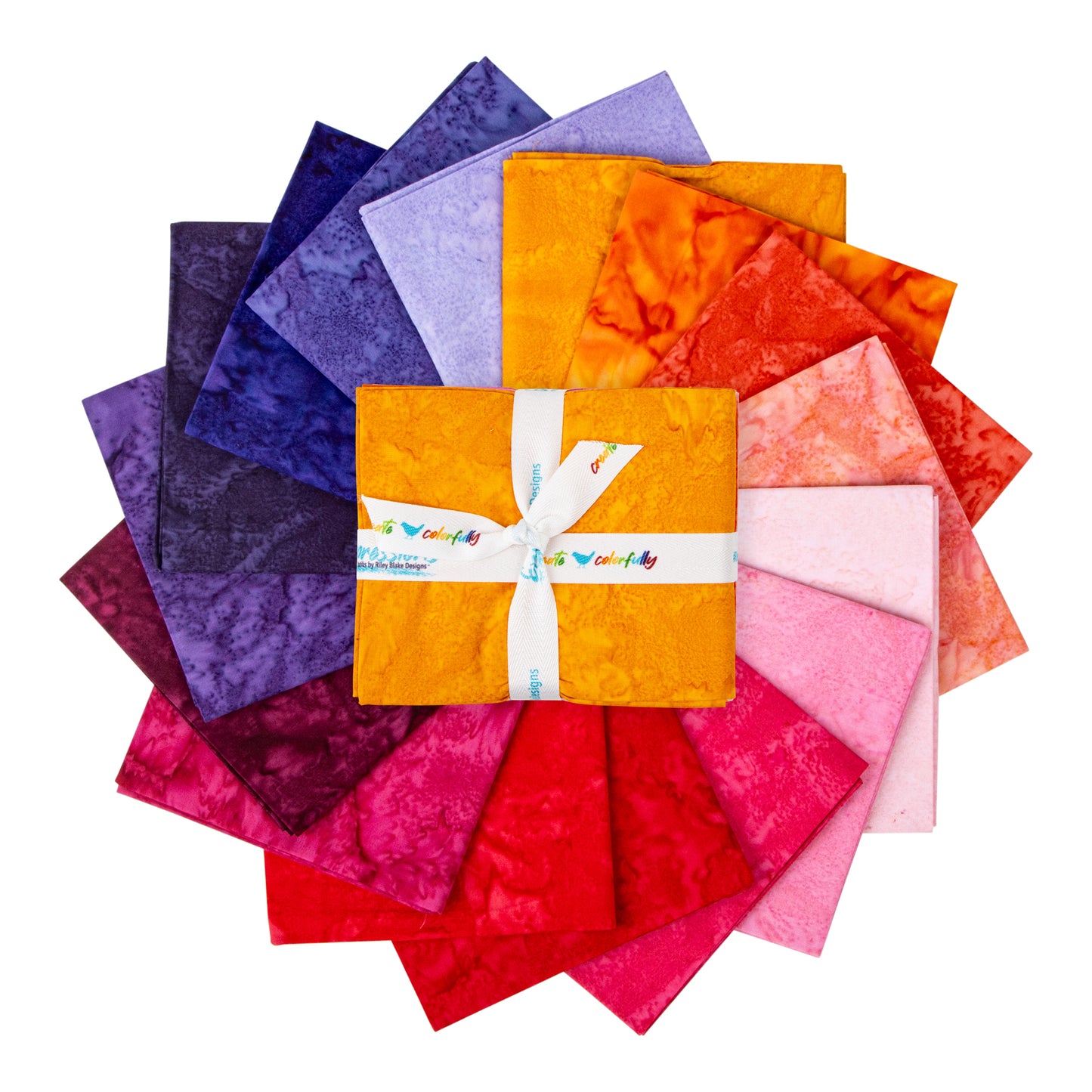 Sunset Sorbet Expressions Batiks Hand-Dyes Fat Quarter Bundle (16 pieces) by Riley Blake Designs (FQ-21003-16)