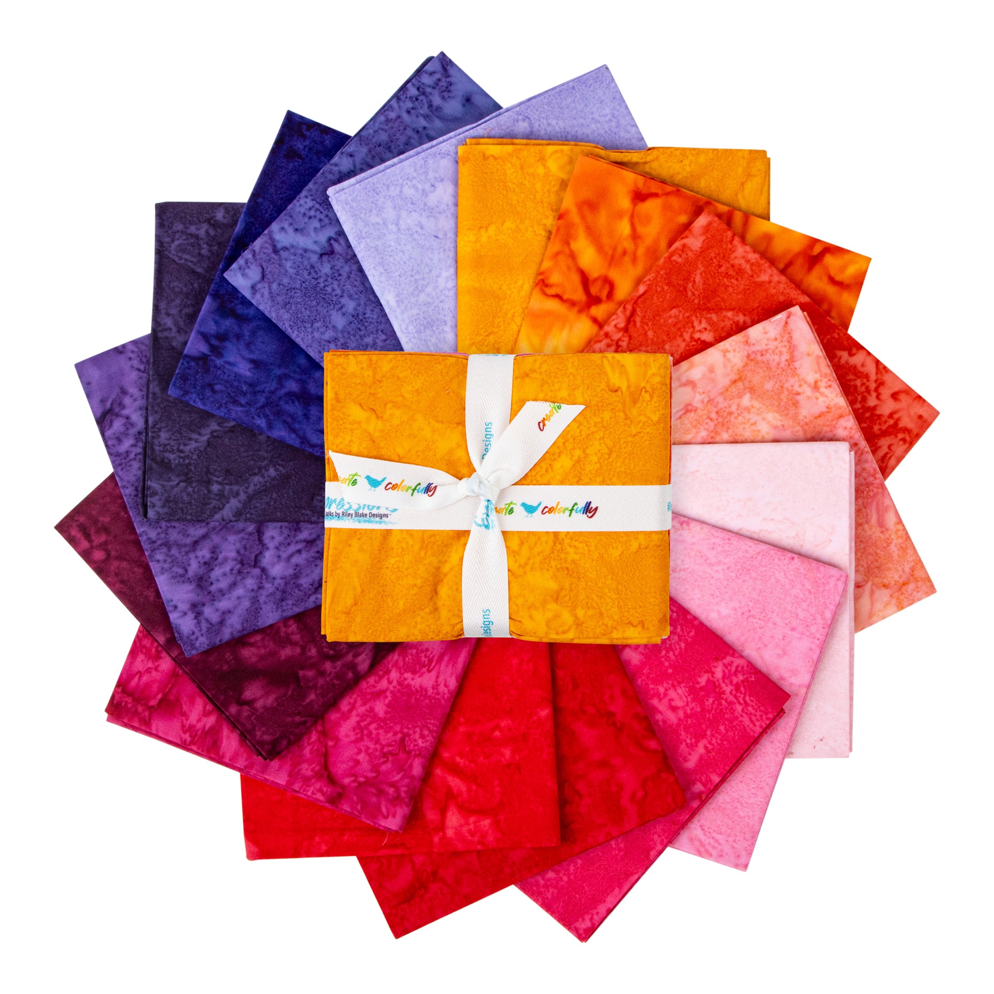 Sunset Sorbet Expressions Batiks Hand-Dyes Fat Quarter Bundle (16 pieces) by Riley Blake Designs (FQ-21003-16)