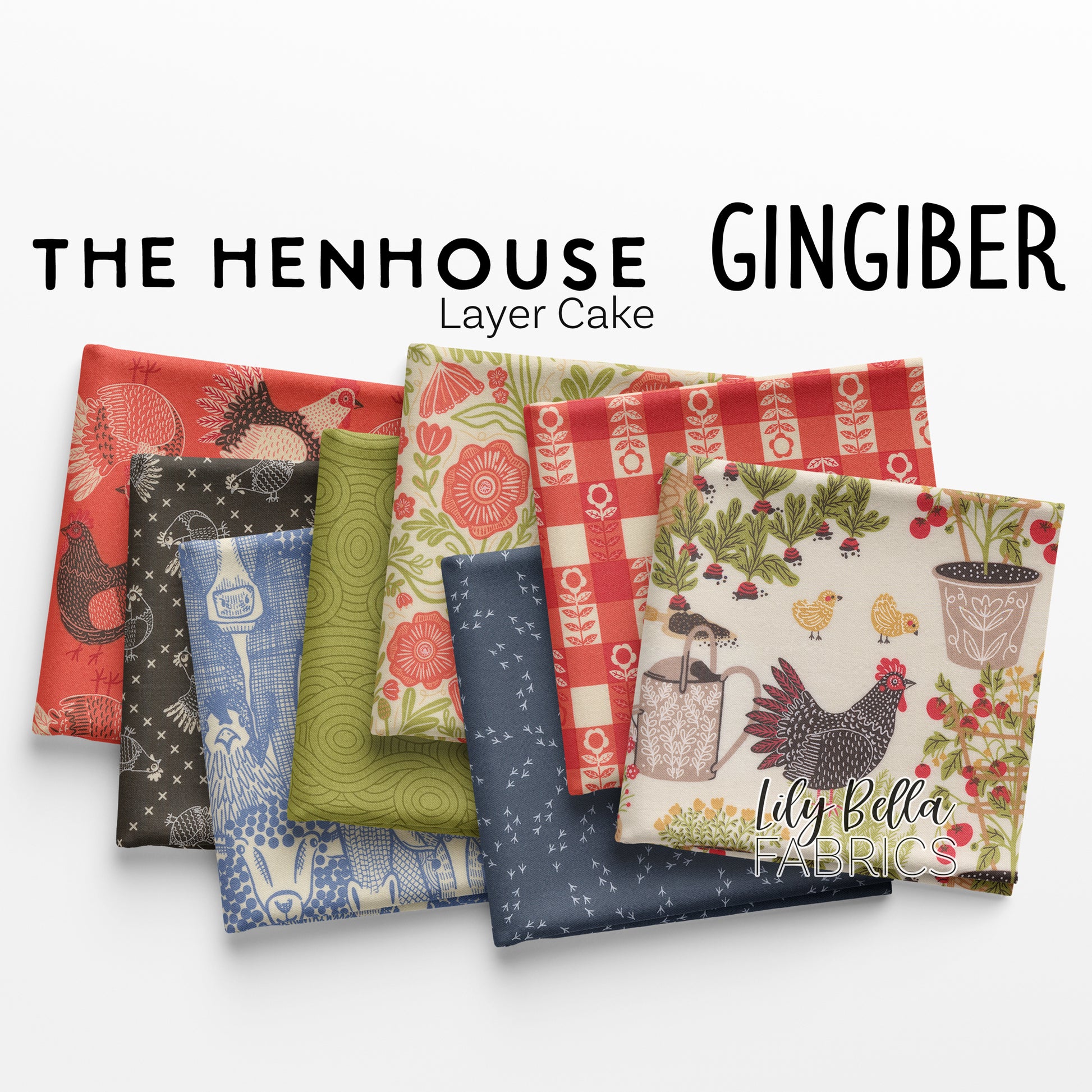 The Henhouse Layer Cake (42 pieces) by Gingiber for Moda (48430LC)