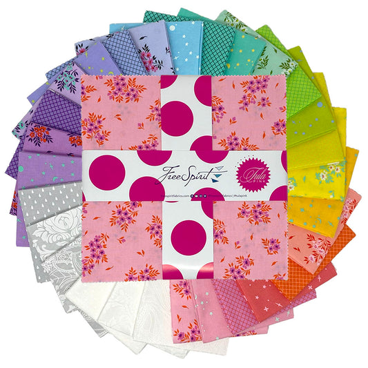 True Colors 2025 10 Inch Charm Pack (42 pieces) by Tula Pink for FreeSpirit (FB610TP.TRUECOLORS)