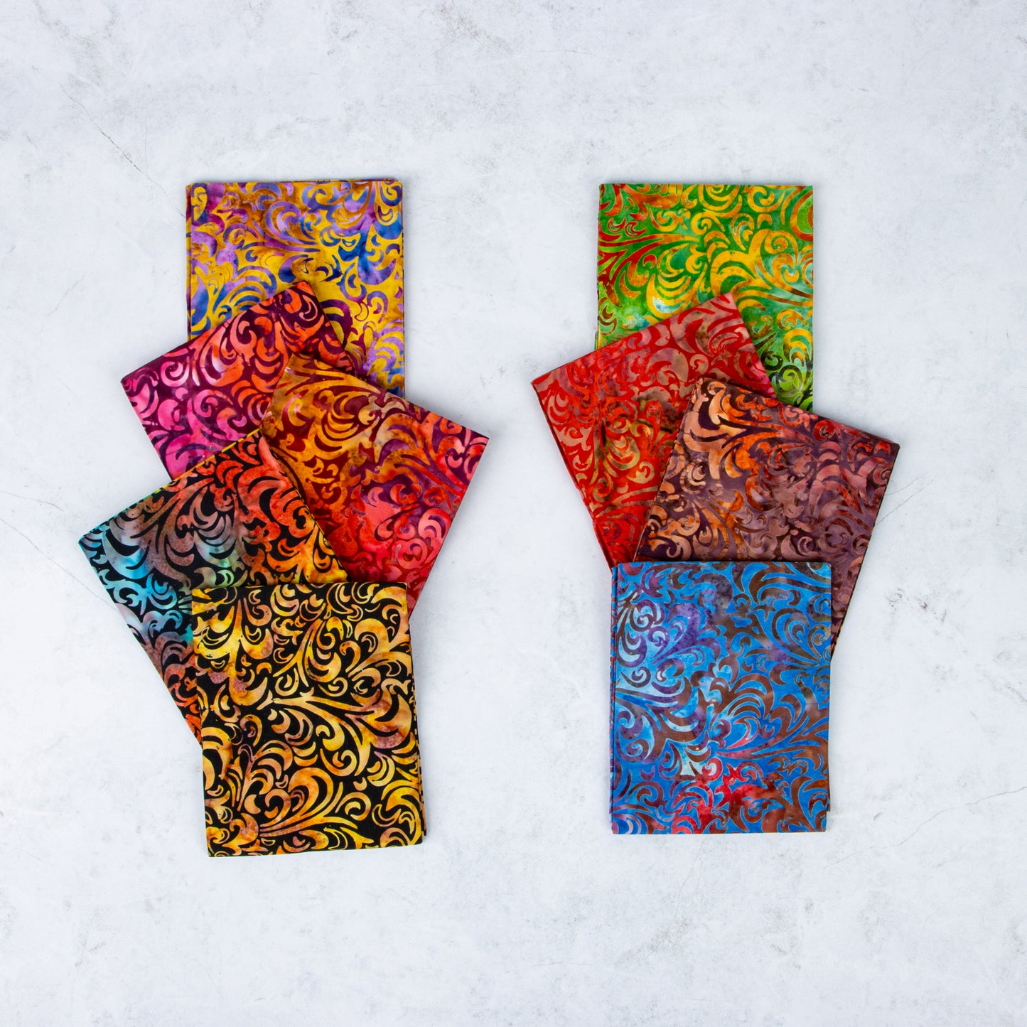 Twirl and Swirl Elementals Fiesta Expressions Batiks Fat Quarter Bundle (9 pieces) for Riley Blake Designs (FQ-21901C-9)