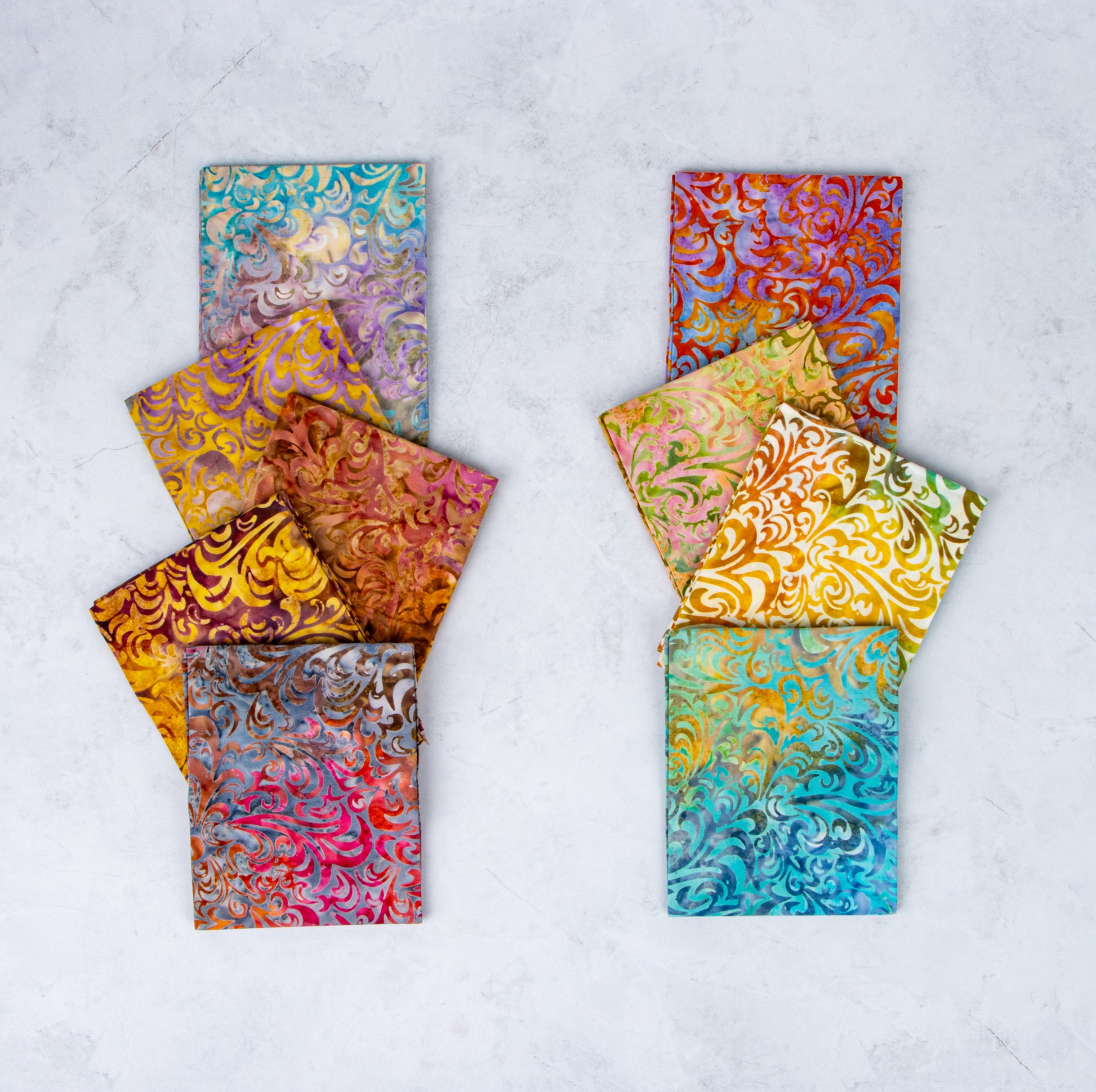 Twirl and Swirl Elementals Gentler Hues Expressions Batiks Fat Quarter Bundle (9 pieces) by Riley Blake Designs (FQ-21901A-9)