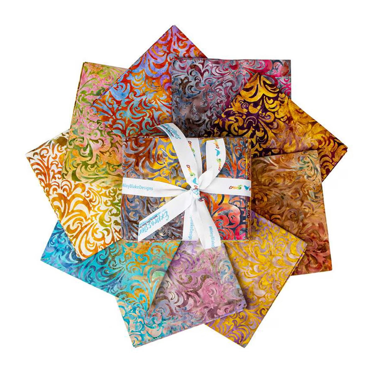 Twirl and Swirl Elementals Gentler Hues Expressions Batiks Fat Quarter Bundle (9 pieces) by Riley Blake Designs (FQ-21901A-9)
