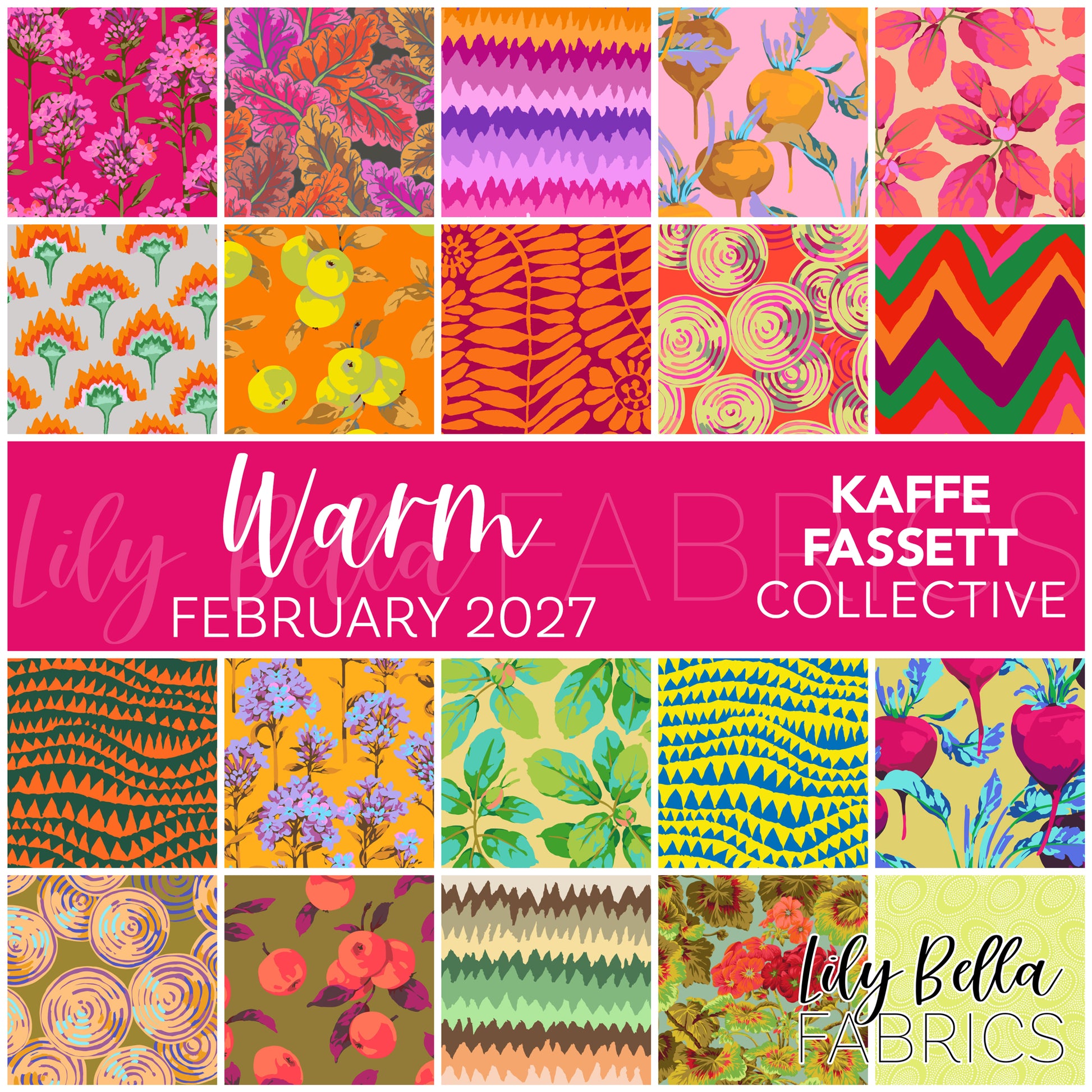 Warm - February 2027 Fabric Collection by Kaffe Fassett Collective for FreeSpirit Fabrics at Lily Bella Fabrics