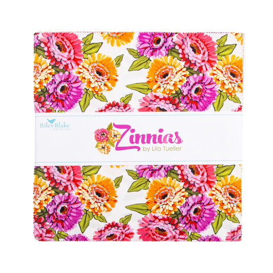 Zinnias 10 Inch Stacker (42 pieces) by Lila Tueller for Riley Blake Designs (10-16690-42)